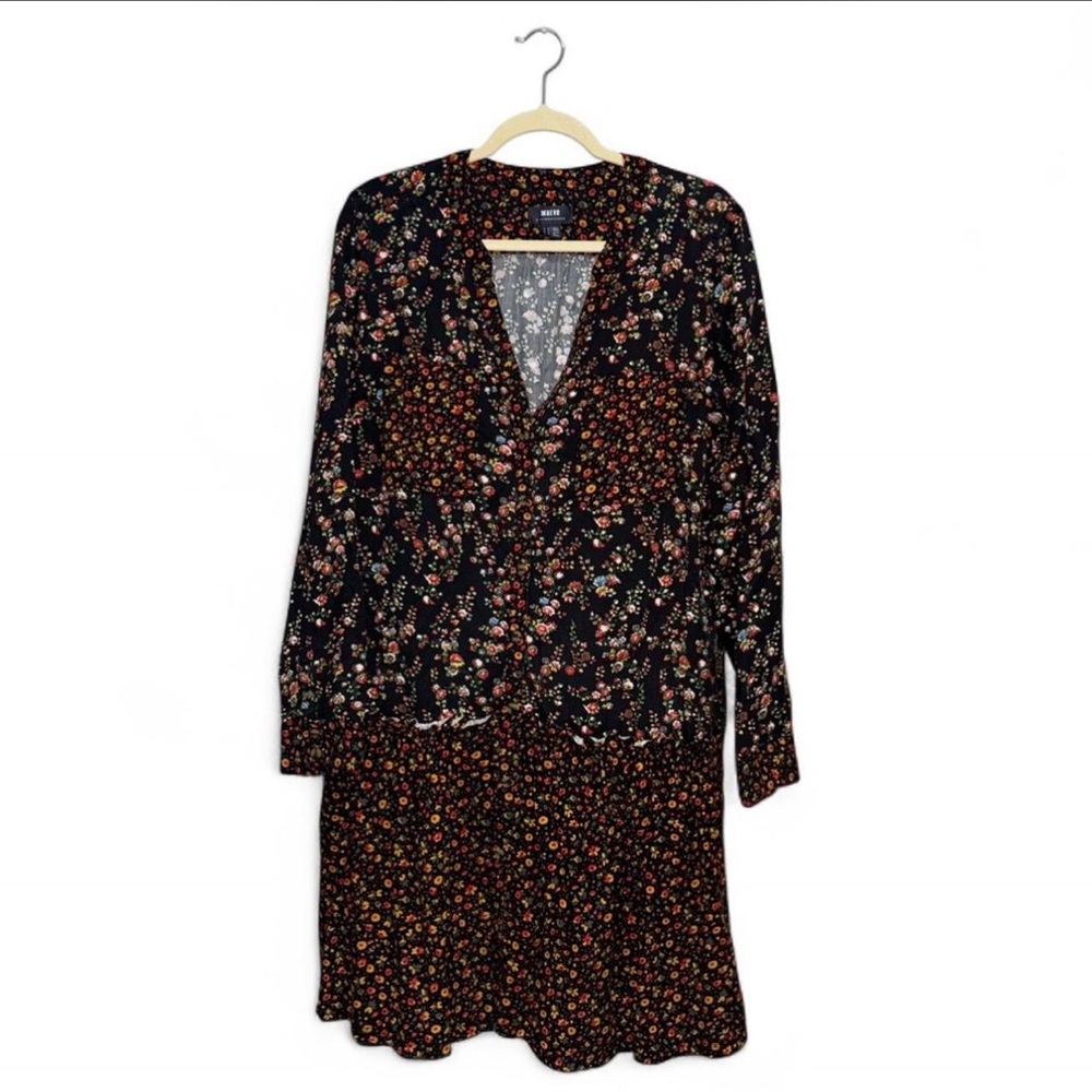 Maeve Black Long Sleeve Floral Dress